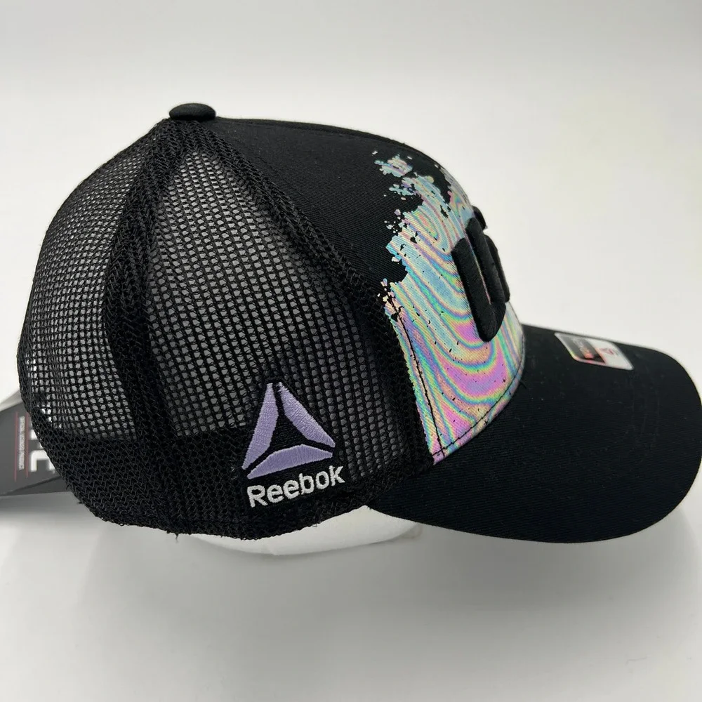 Reebok UFC Womens Trucker Hat Black Iridescent Holographic Snapback Cap NEW - Picture 4 of 7